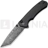 CIVIVI Navaja Button Lock Brazen Damascus, Twill Carbon Fiber