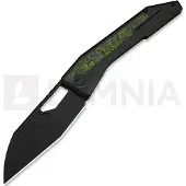 We Knife Navaja Inceptus, Black Ti & Green/Black CF, Black Stonewash