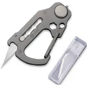 CIVIVI Polymorph Titanium Carabiner Keychain Multi-Tool, gris