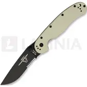 Ontario Navaja RAT-1, desert tan/negro, hoja dentada
