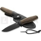 Lionsteel Acha AH B BLG Blackwashed M390, Green Burlap Micarta, Black Titanium Guard, cuchillo fijo