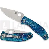 Spyderco Navaja Tenacious Blue Titanium Disarray D2
