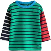 Next Camiseta azul oscuro / verde hierba / rojo vivo / blanco