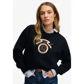 Superdry para mujer. W2012579A Sudadera Crest marino (M), Casual, Algodón, outlet 2026.