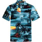 Hawaiihemdshop.de Camisa 'Hawaiihemd Day on Hawaii' aqua