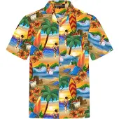 Hawaiihemdshop.de Camisa 'Hawaiihemd Surfer's Paradise' naranja