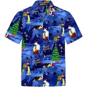 Hawaiihemdshop.de Camisa 'Hawaiihemd Christmas Parrots' azul / amarillo / verde / rojo