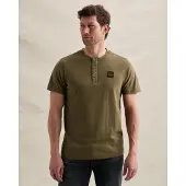 PME Legend Camisa 'Henley T-shirt with badge' oliva