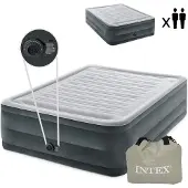 Intex Colchón inflable DuraBeam Comfort-Plush, de doble altura, tamaño Queen, rectangular, con bomba de aire integrada