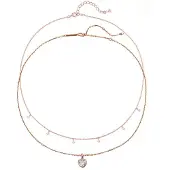 Hey Happiness Cadena 'Crystal Heart' oro rosa
