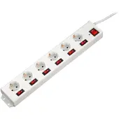 Hama 137239 Steckdosenleiste 6+1 XL einzeln schaltbar Weiß