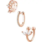 Hey Happiness Pendientes 'Cuff Trio' oro rosa