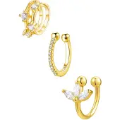 Hey Happiness Pendientes 'Cuff Trio' oro
