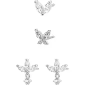 Hey Happiness Pendientes 'Floral' plata