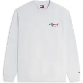 Tommy Hilfiger Sudadera 'Signature Logo Sueded' navy / gris moteado / rojo