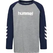 Hummel Camiseta funcional marino / gris moteado / blanco