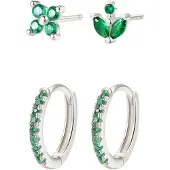 Hey Happiness Pendientes 'Green Stack' plata