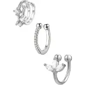 Hey Happiness Pendientes 'Cuff Trio' plata