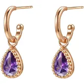 Hey Happiness Pendientes 'February Birthstone' oro rosa