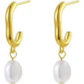 Hey Happiness Pendientes 'Chunky Pearl' oro