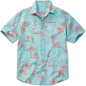 John devin Camisa 'Hawaii' azul claro / naranja