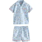 Next Pijama azul claro / amarillo / naranja / blanco