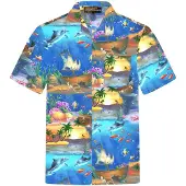 Hawaiihemdshop.de Camisa 'Hawaiihemd "Ocean of Hawaii"' azul