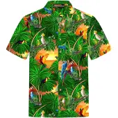 Hawaiihemdshop.de Camisa 'Hawaiihemd "Jungle Parrots"' verde