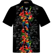 Hawaiihemdshop.de Camisa 'Hawaiihemd Parrots Elegance' negro