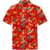 Hawaiihemdshop.de Camisa 'Hawaiihemd "Flower Parrots"' rojo claro