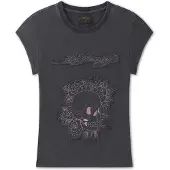 Ed Hardy Camiseta 'Blumen-Totenkopf' gris oscuro / rosa