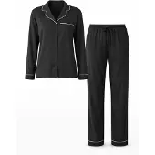 LEAFLETIC Pijama 'Women’s Nightwear Long set' negro
