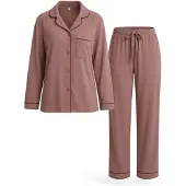 LEAFLETIC Pijama 'Women’s Nightwear Long set' marrón moteado