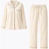 LEAFLETIC Pijama 'Women’s Nightwear Long set' crema