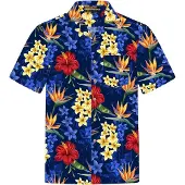 Hawaiihemdshop.de Camisa 'Hawaiihemd "Flowerful Summer (blue)"' azul oscuro