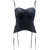 IUnique Top 'Ribbon Accents' negro