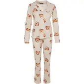 Trendyol Pijama beige claro / marrón / marrón claro / blanco