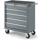 HBM Carro de herramientas 5 cajones, 62 cm, gris