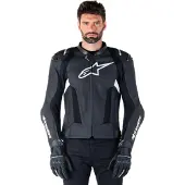 Alpinestars Chaqueta De Cuero Missile V3 Airflow Black White, Talla: 56