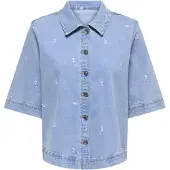 ONLY Blusa 'ONLBella' azul claro / blanco