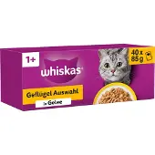 Whiskas 1+ Comida Húmeda - Selección de Aves en Gelatina