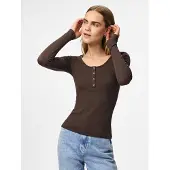 Pieces Camiseta 'PCKitte' chocolate