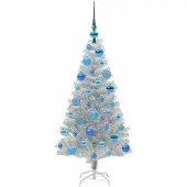 vidaXL Árbol de Navidad plateado, 120 cm, material PET
