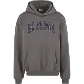 Karl kani Sudadera 'Serif' azul oscuro / gris oscuro / blanco