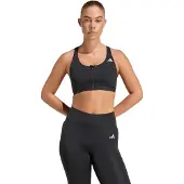 Adidas Sujetador deportivo 'Optimé Essentials Workout Zip-Front Medium Support' negro / blanco