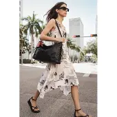 Desigual , Bolso brillante trenzado grande, Poliuretano, Negro, U