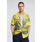 Desigual , Camisa estampada cuadro, Viscosa, Amarillo, S
