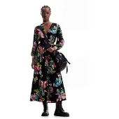 Desigual , Vestido camisero M.C.Lacroix, Viscosa, Negro, S