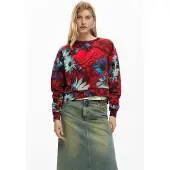Desigual , Sudadera estampada corazón, Mujer, Algodon, Negro, S