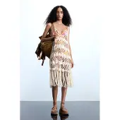Desigual , Pareo crochet apliques, Acrilico, Blanco, U